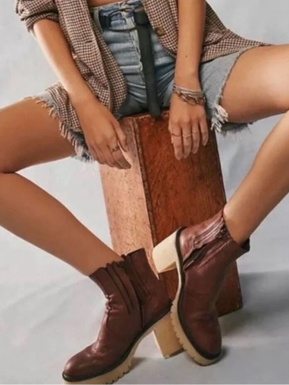 FREE‎ PEOPLE James Leather Chelsea Boot Cherry Chocolate Burgundy 38.5 8